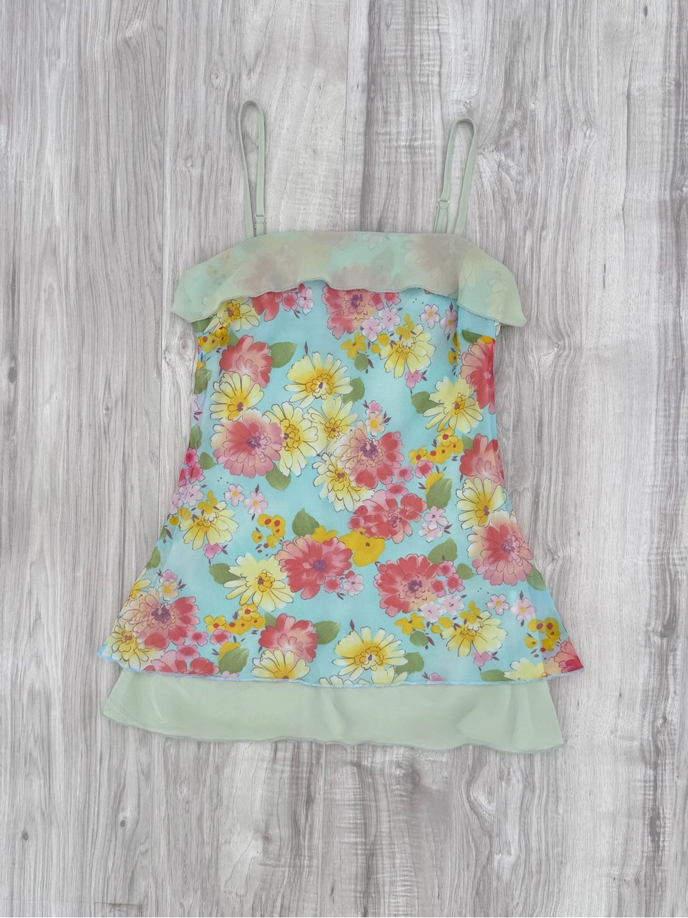 Necessary Objects Y2K pastel blue floral camisole